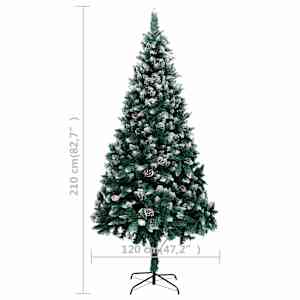Umělý vánoční strom s LED a sadou koulí a šiškami 210 cm - obrázek 12