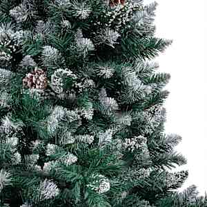 Umělý vánoční strom s LED a sadou koulí a šiškami 210 cm - obrázek 3
