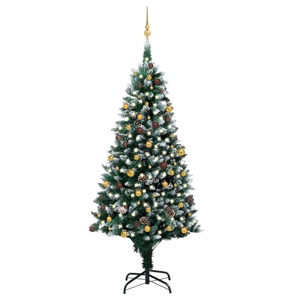 vidaXL Künstlicher Weihnachtsbaum mit Beleuchtung Kugeln Zapfen 240 cm