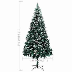 Umělý vánoční strom s LED a sadou koulí a šiškami 240 cm - obrázek 12