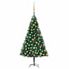 vidaXL valgustusega kunstkuusk kuulidega, roheline, 120 cm, PVC