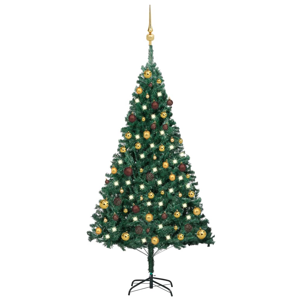 vidaXL Arbre de Noël artificiel avec LED et boules Vert 150 cm PVC