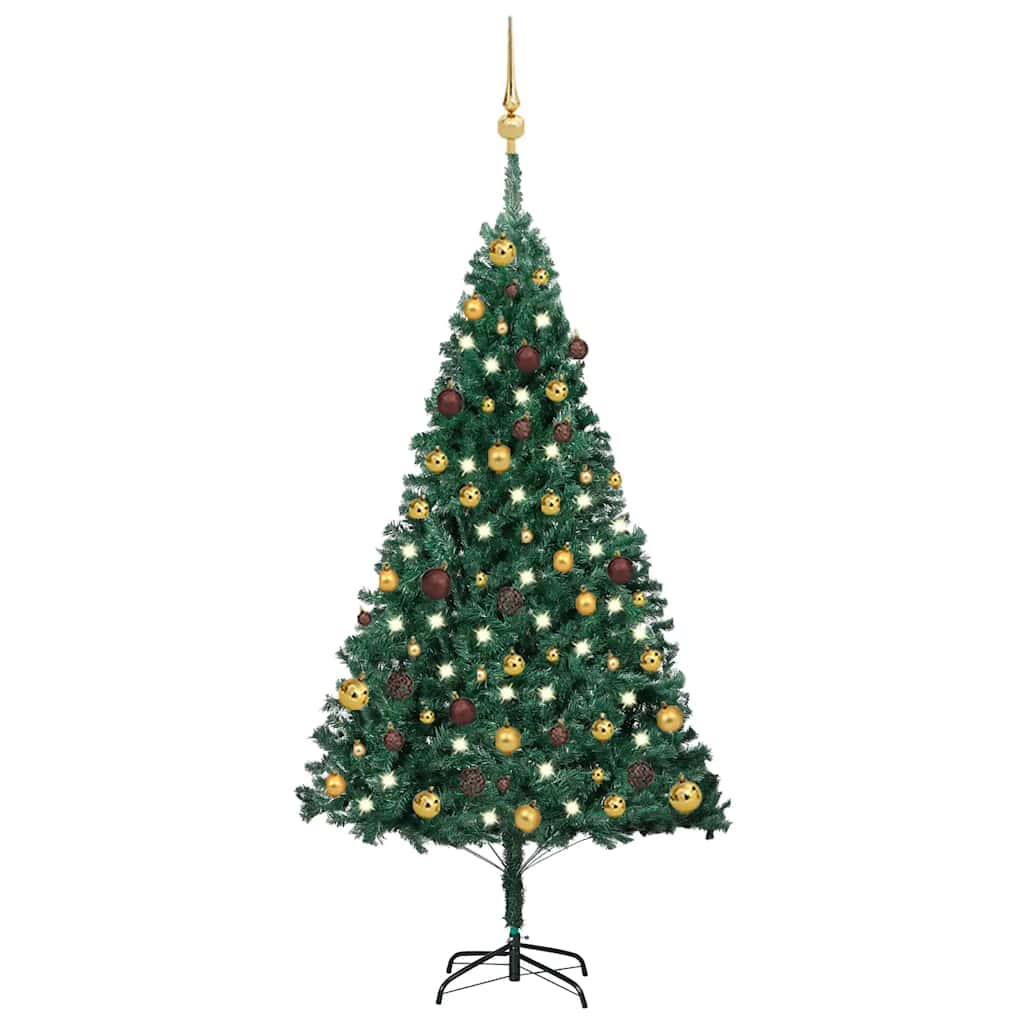 

vidaXL Artificial Christmas Tree with LEDs&Ball Set Green 59.1" PVC