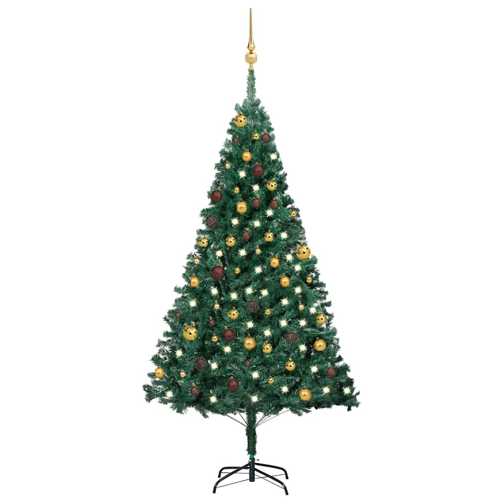 

vidaXL Artificial Christmas Tree with LEDs&Ball Set Green 70.9" PVC