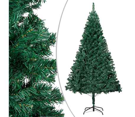 vidaXL Forh&aring;ndsbelyst kunstig juletre med kulesett gr&oslash;nn 210 cm PVC