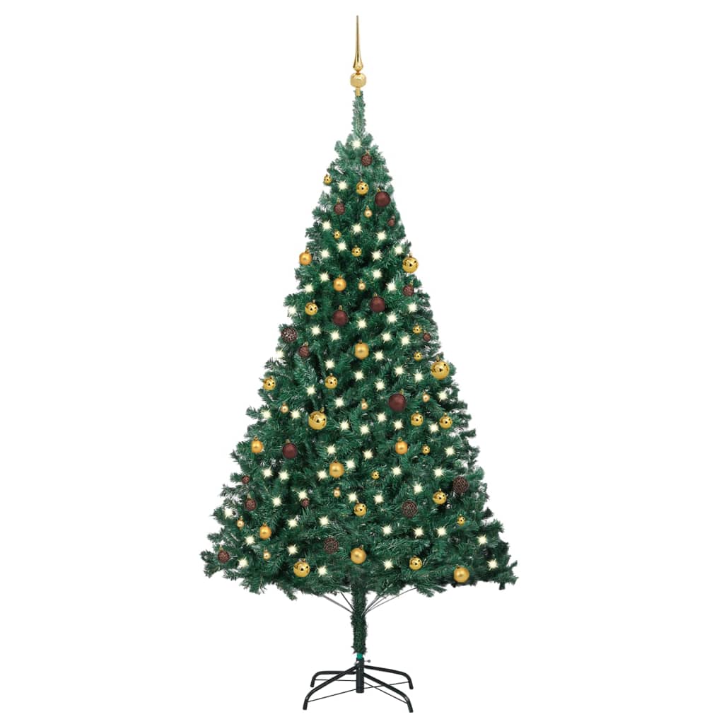 vidaXL Arbre de Noël artificiel avec LED et boules Vert 240 cm
