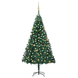 Umělý vánoční stromek s LED a sadou koulí zelený 240 cm - obrázek 1