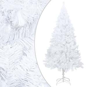 Umělý vánoční stromek s LED a sadou koulí bílý 150 cm PVC - obrázek 2