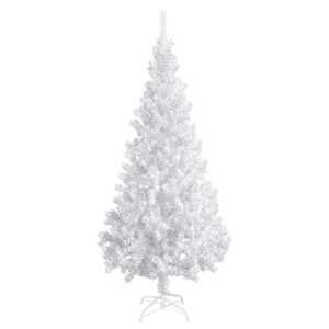 Umělý vánoční stromek s LED a sadou koulí bílý 180 cm PVC - obrázek 2