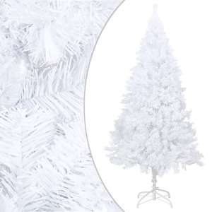 Umělý vánoční stromek s LED a sadou koulí bílý 210 cm PVC - obrázek 8