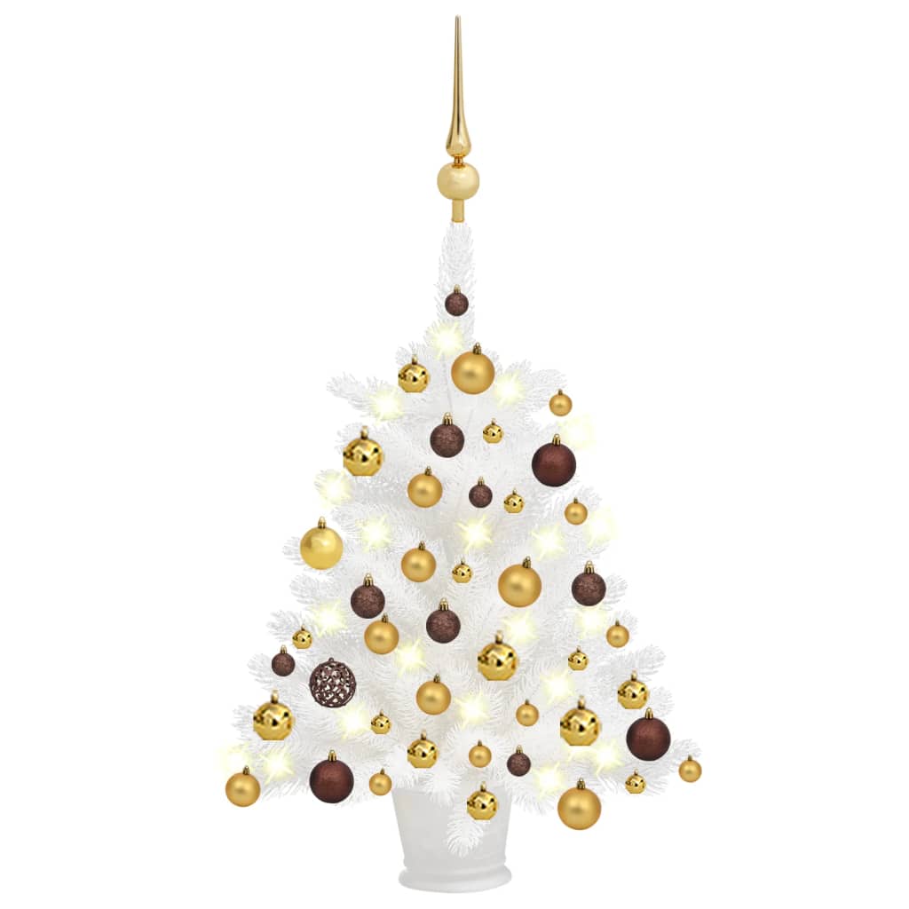 Image of vidaXL Artificial Pre-lit Christmas Tree with Ball Set White 65 cm