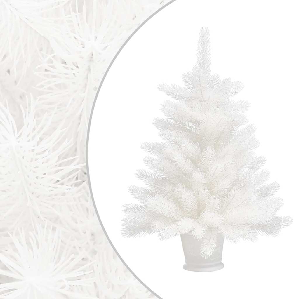 vidaXL izgaismota Ziemassvētku egle ar rotājumiem, balta, 65 cm