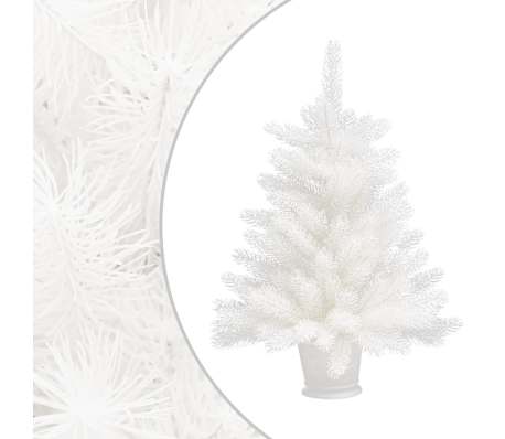 vidaXL izgaismota Ziemassvētku egle ar rotājumiem, balta, 65 cm