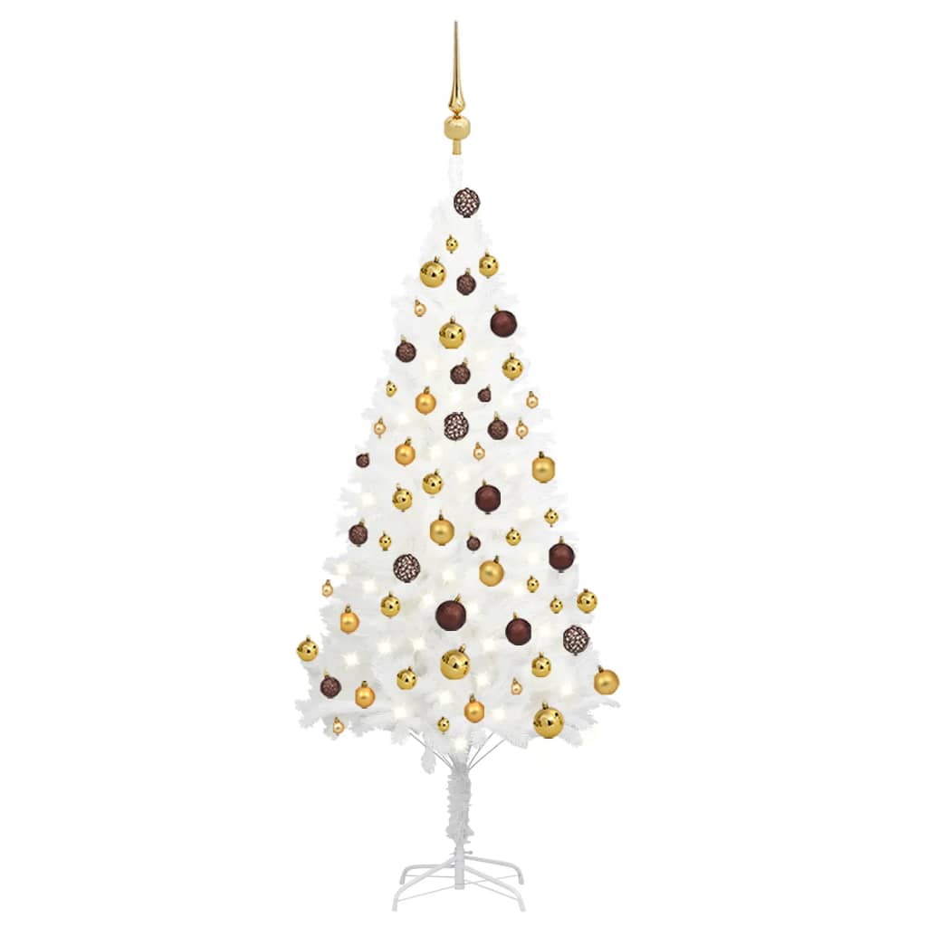 vidaXL Arbre de Noël artificiel avec LED et boules Blanc 120 cm