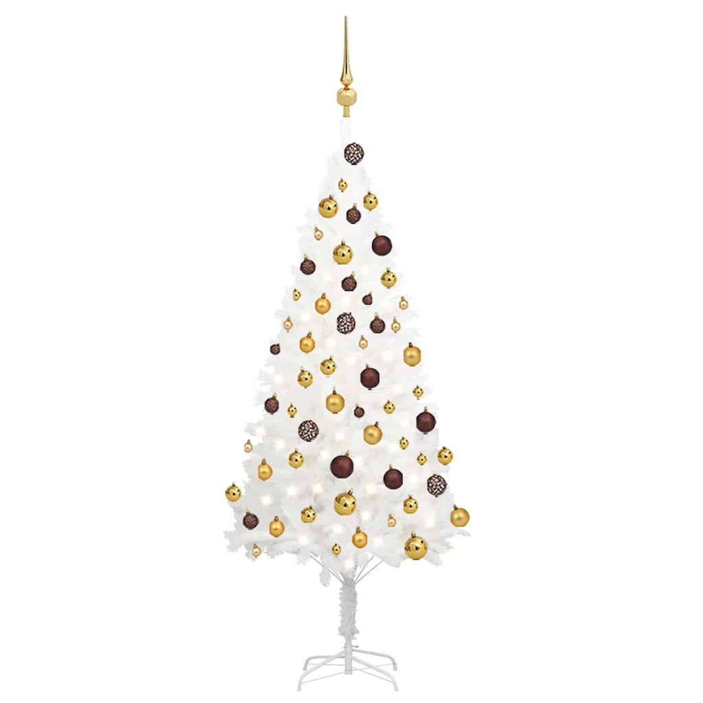 Arbre de Noël artificiel avec LED et boules Blanc 120 cm