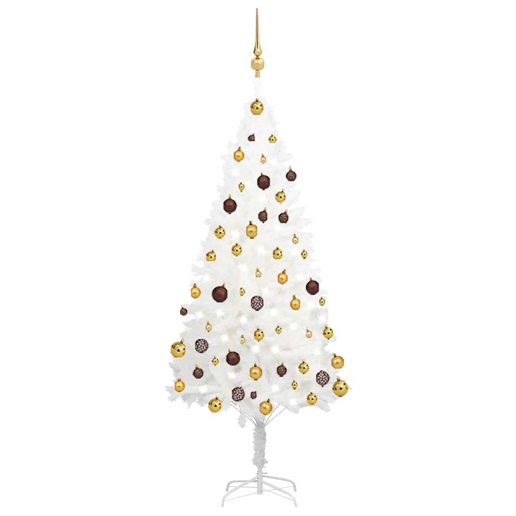 Arbre de Noël artificiel avec LED et boules Blanc 150 cm