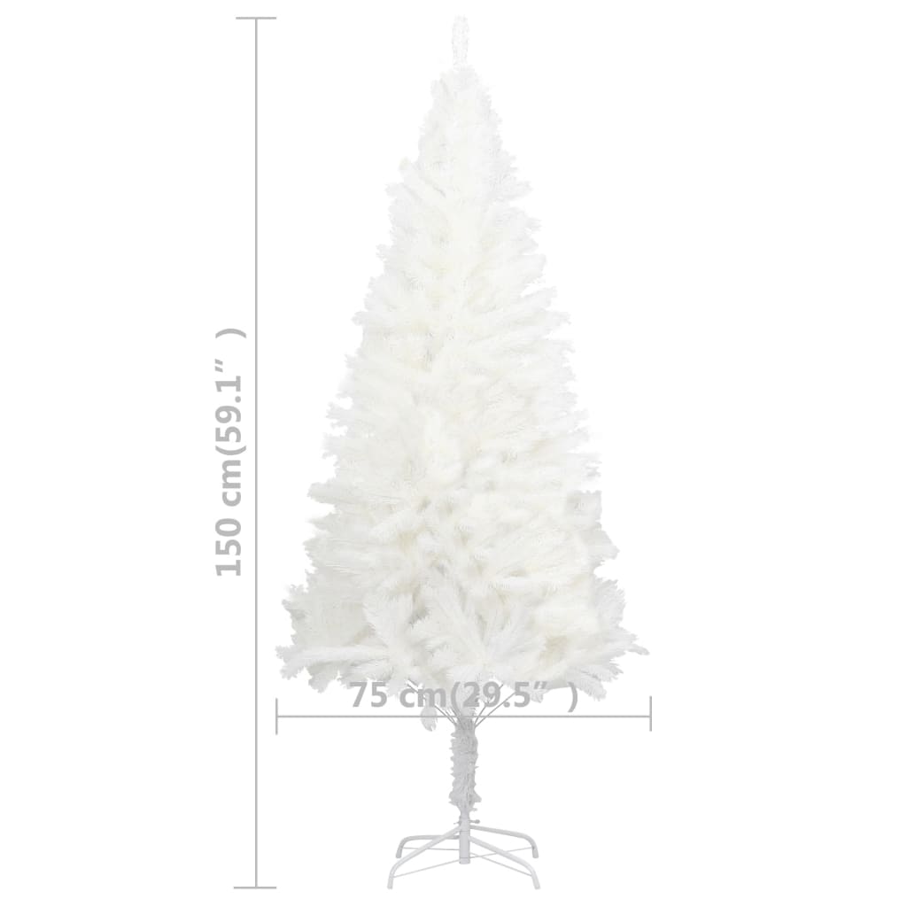 Fehér megvilágított műkarácsonyfa gömb szettel 150 cm 
