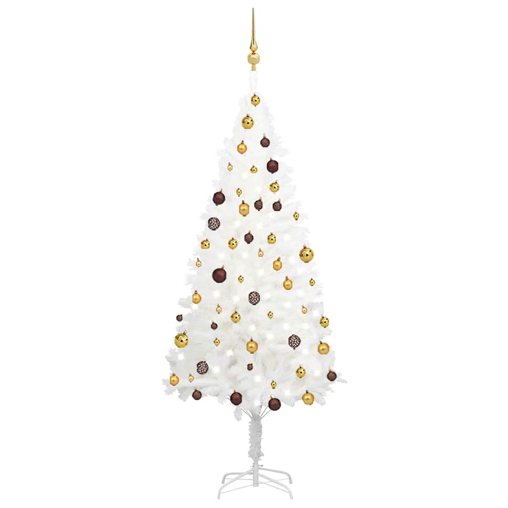 Arbre de Noël artificiel avec LED et boules Blanc 180 cm