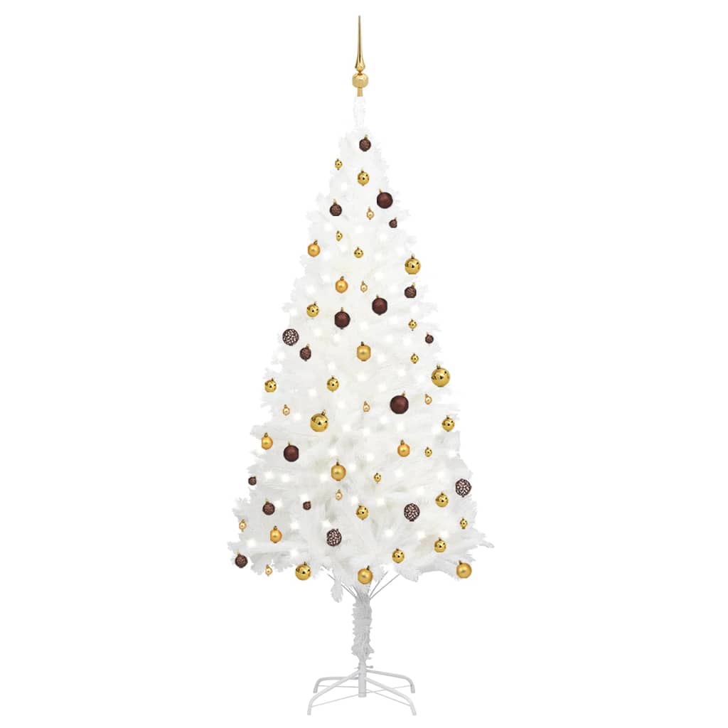 vidaXL Arbre de Noël artificiel avec LED et boules Blanc 240 cm