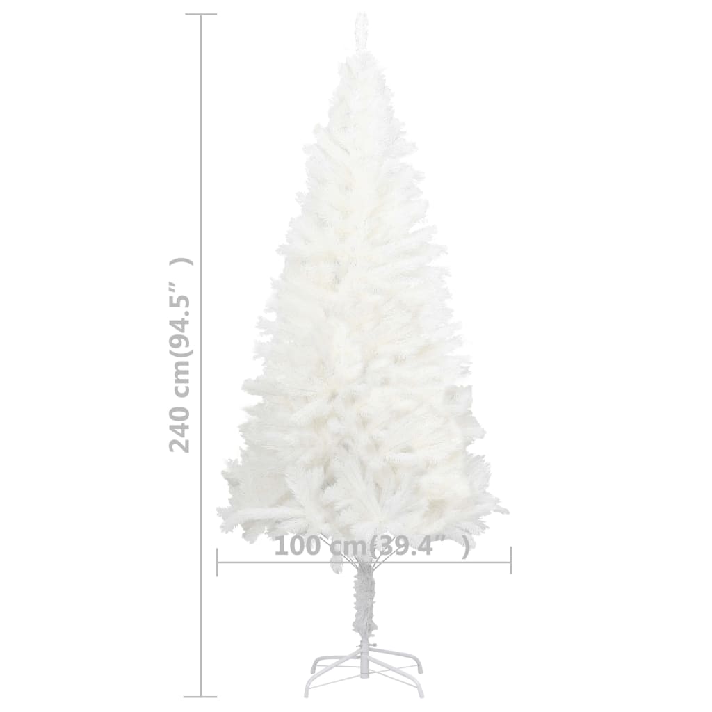 Fehér megvilágított műkarácsonyfa gömb szettel 240 cm 