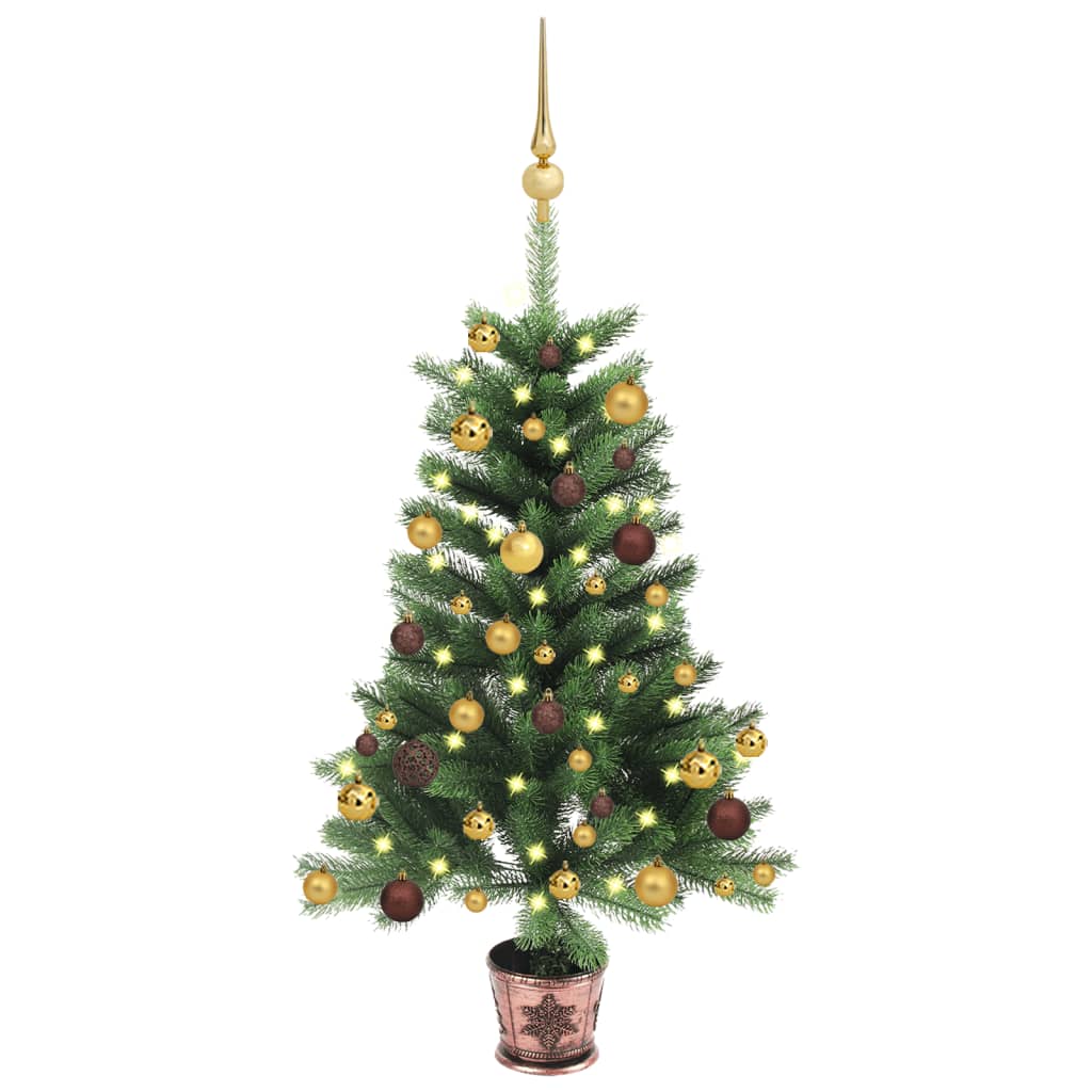 Image of vidaXL Artificial Pre-lit Christmas Tree with Ball Set 90 cm Green