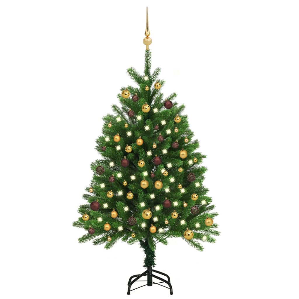 Image of vidaXL Artificial Pre-lit Christmas Tree with Ball Set 120 cm Green