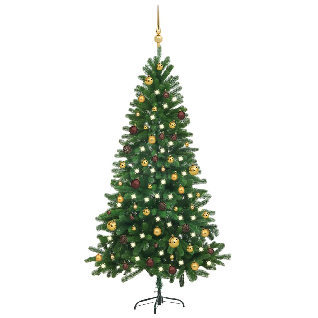 vidaXL Arbre de Noël artificiel avec LED et boules 180 cm Vert