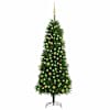 vidaXL valgustatud kunstkuusk kuulidega 240 cm, roheline