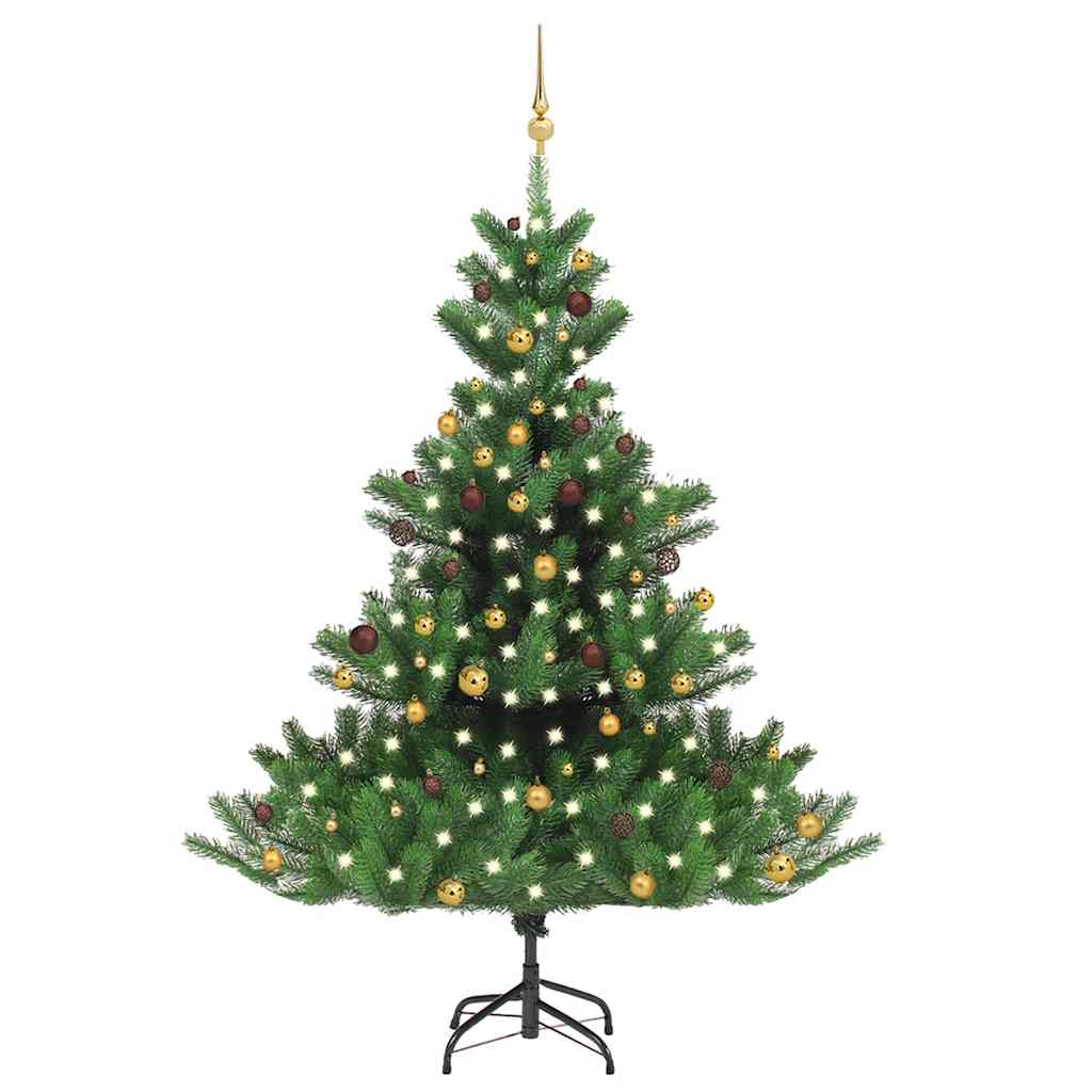 vidaXL Pom Crăciun artificial brad Nordmann LED&globuri verde 210 cm vidaXL