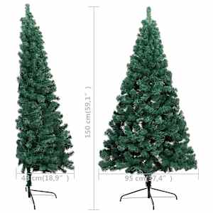 Umělý vánoční půl stromek s LED a sadou koulí zelený 150 cm - obrázek 14