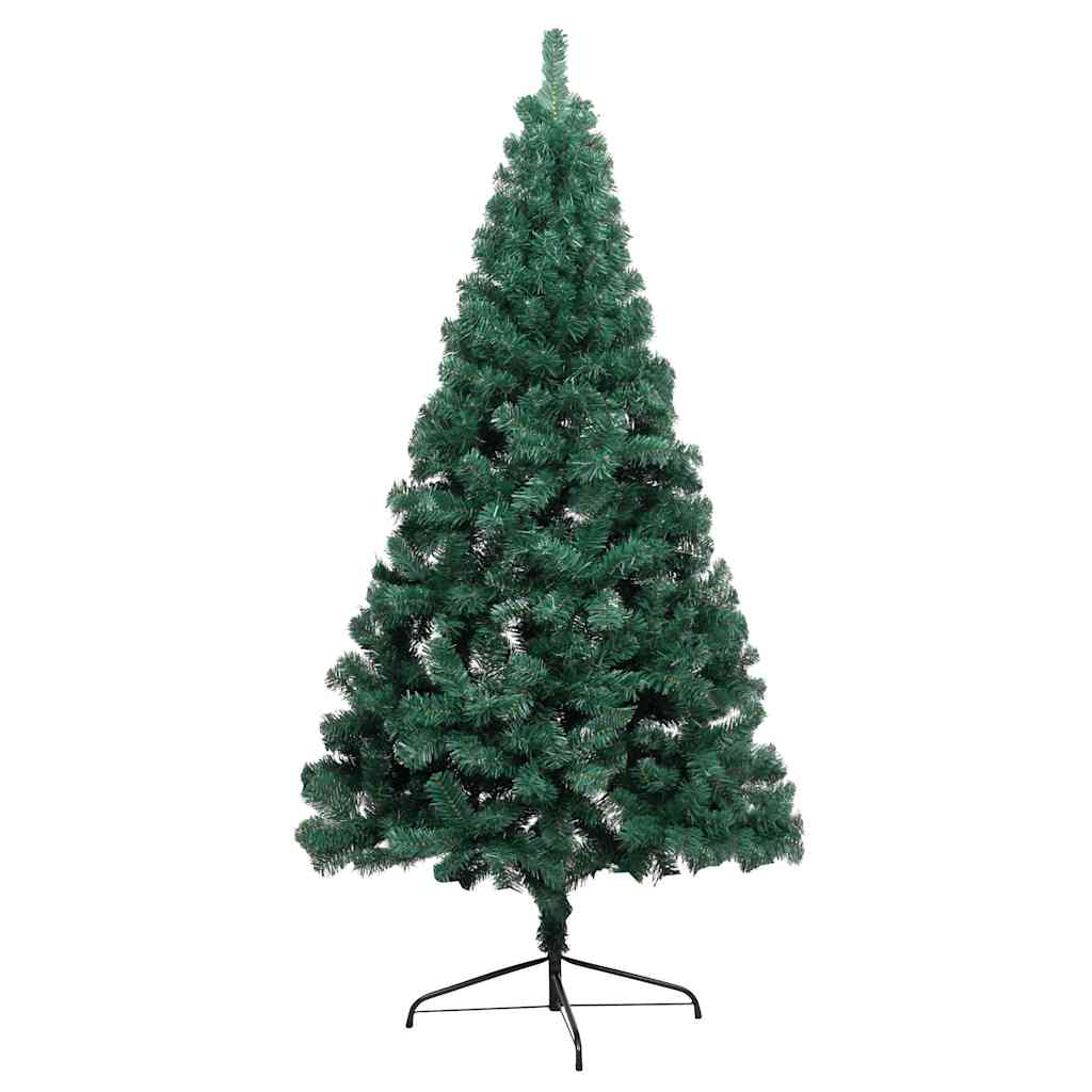 

vidaXL Kunstkerstboom met LED's en kerstballen half 180 cm groen