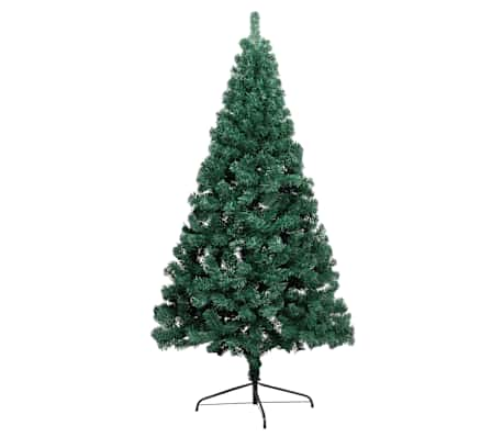 vidaXL Kunstkerstboom met verlichting en kerstballen half 180 cm groen