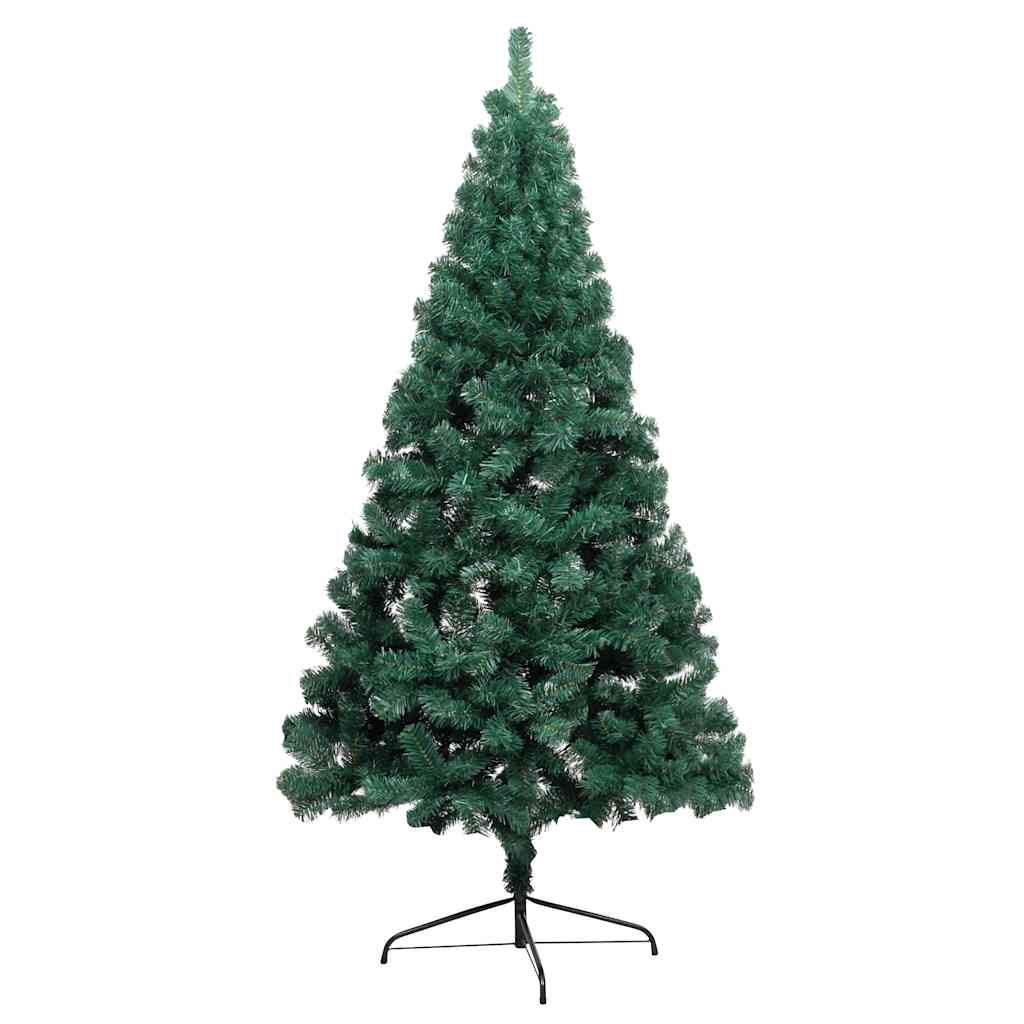 vidaXL Künstlicher Halb-Weihnachtsbaum Beleuchtung Kugeln Grün 210 cm