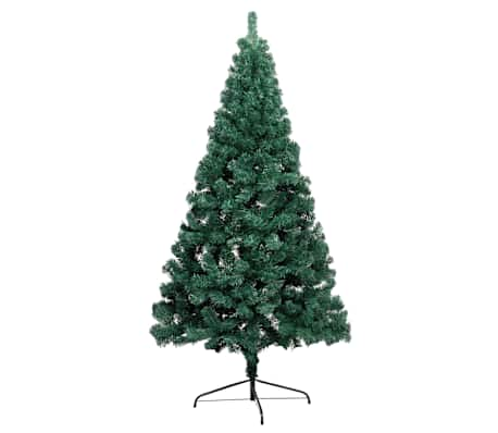 vidaXL Künstlicher Halb-Weihnachtsbaum Beleuchtung Kugeln Grün 210 cm