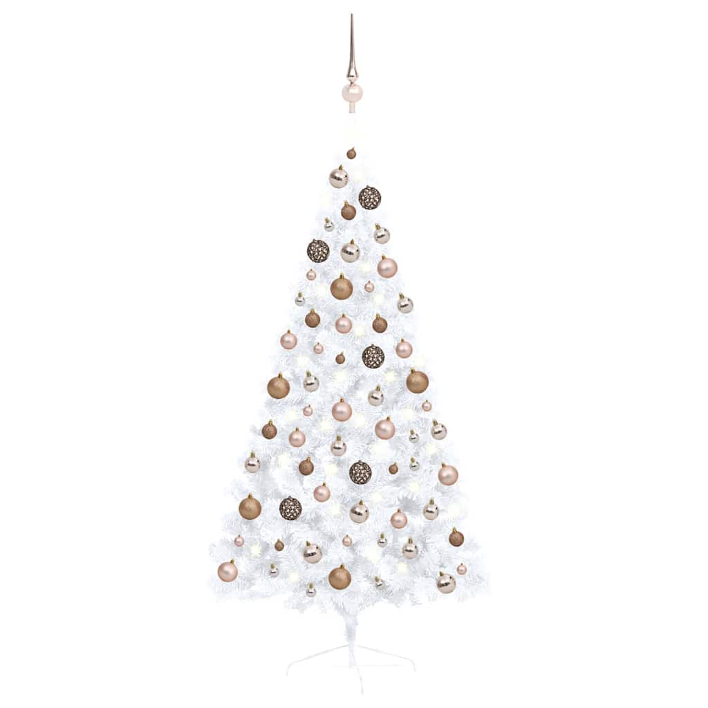 

vidaXL Artificial Half Christmas Tree with LEDs&Ball Set White 59.1"
