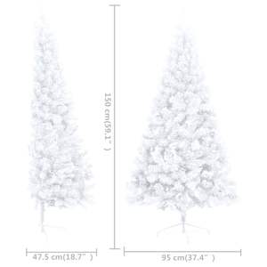Umělý vánoční půl stromek s LED a sadou koulí bílý 150 cm - obrázek 12