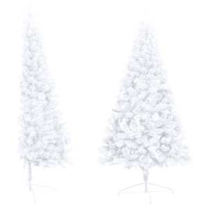 Umělý vánoční půl stromek s LED a sadou koulí bílý 150 cm - obrázek 3