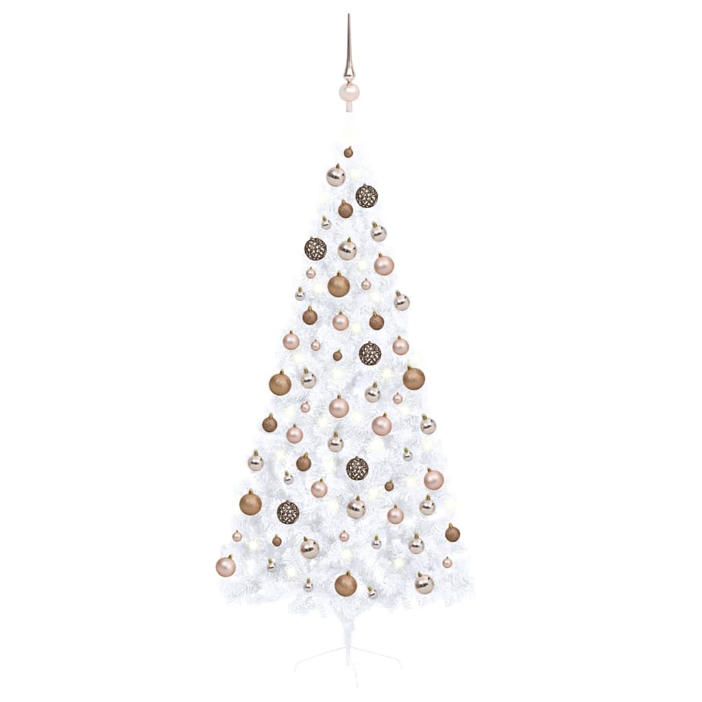 

vidaXL Artificial Half Christmas Tree with LEDs&Ball Set White 70.9"
