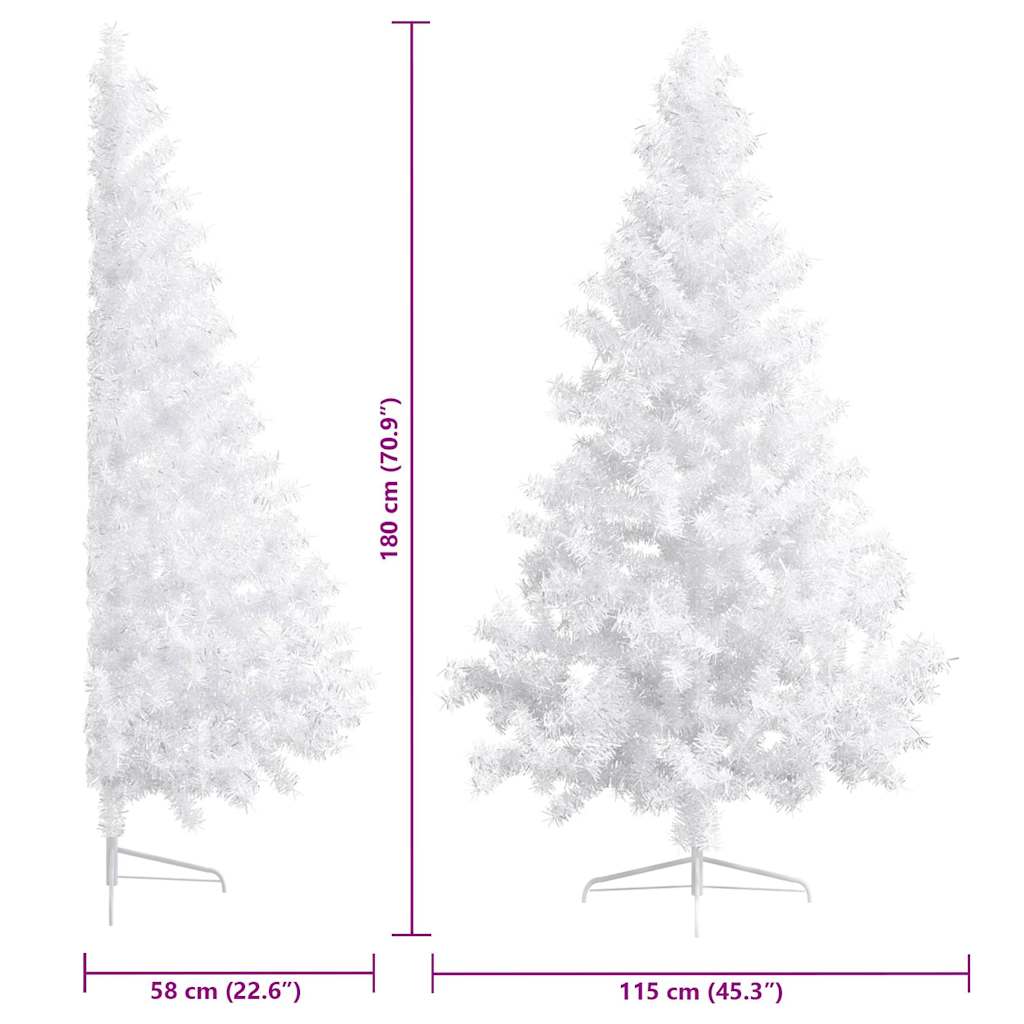 vidaXL Künstlicher Halb-Weihnachtsbaum Beleuchtung Kugeln Weiß 180 cm – Bild 15