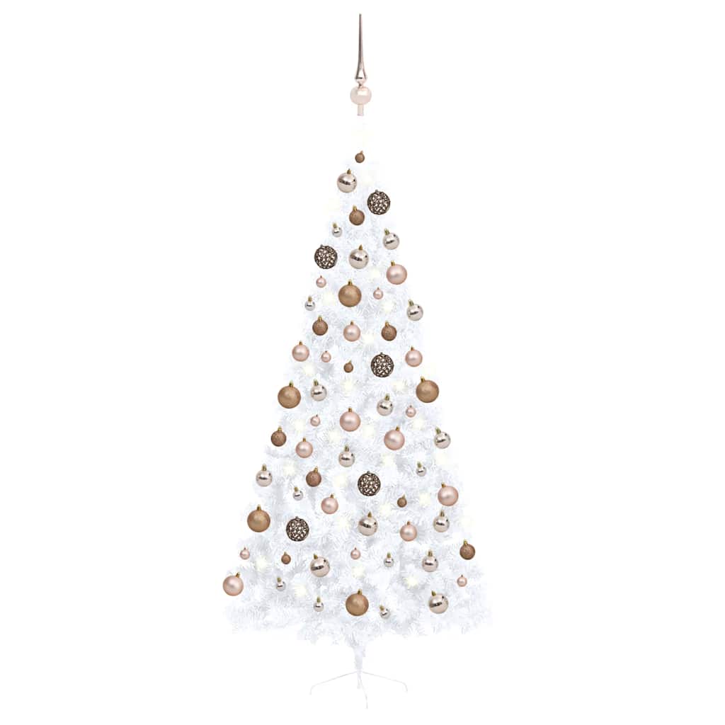 

vidaXL Artificial Half Christmas Tree with LEDs&Ball Set White 82.7"