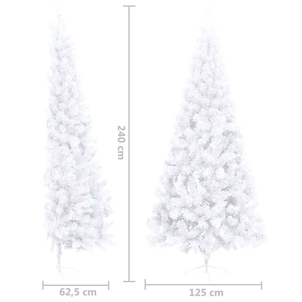 Umělý vánoční půl stromek s LED a sadou koulí bílý 240 cm - obrázek 15