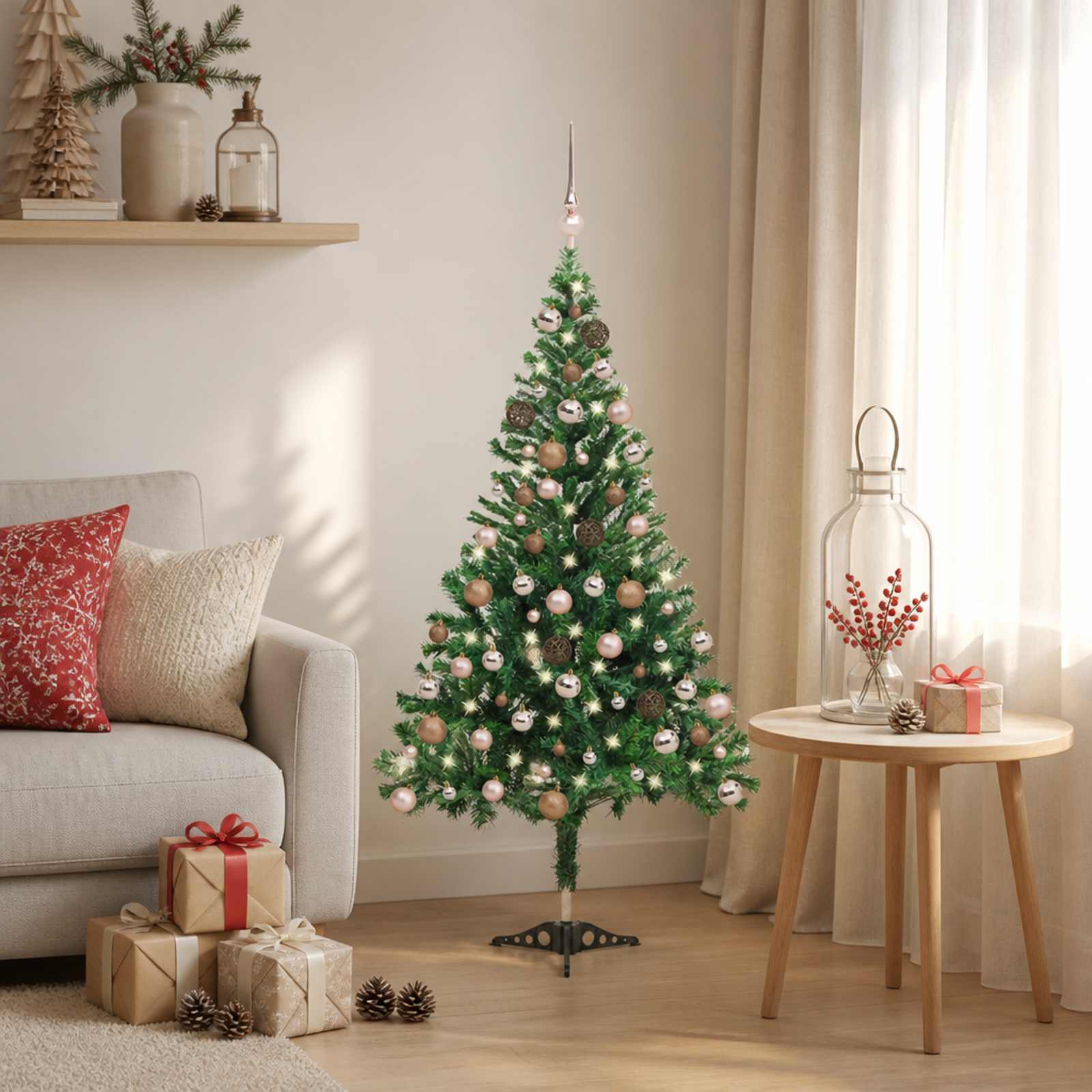 vidaXL Künstlicher Weihnachtsbaum Beleuchtung Kugeln 120cm 230 Zweige