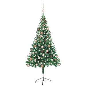 vidaXL valgustatud kunstkuusk kuulidega 150 cm, 360 oksa