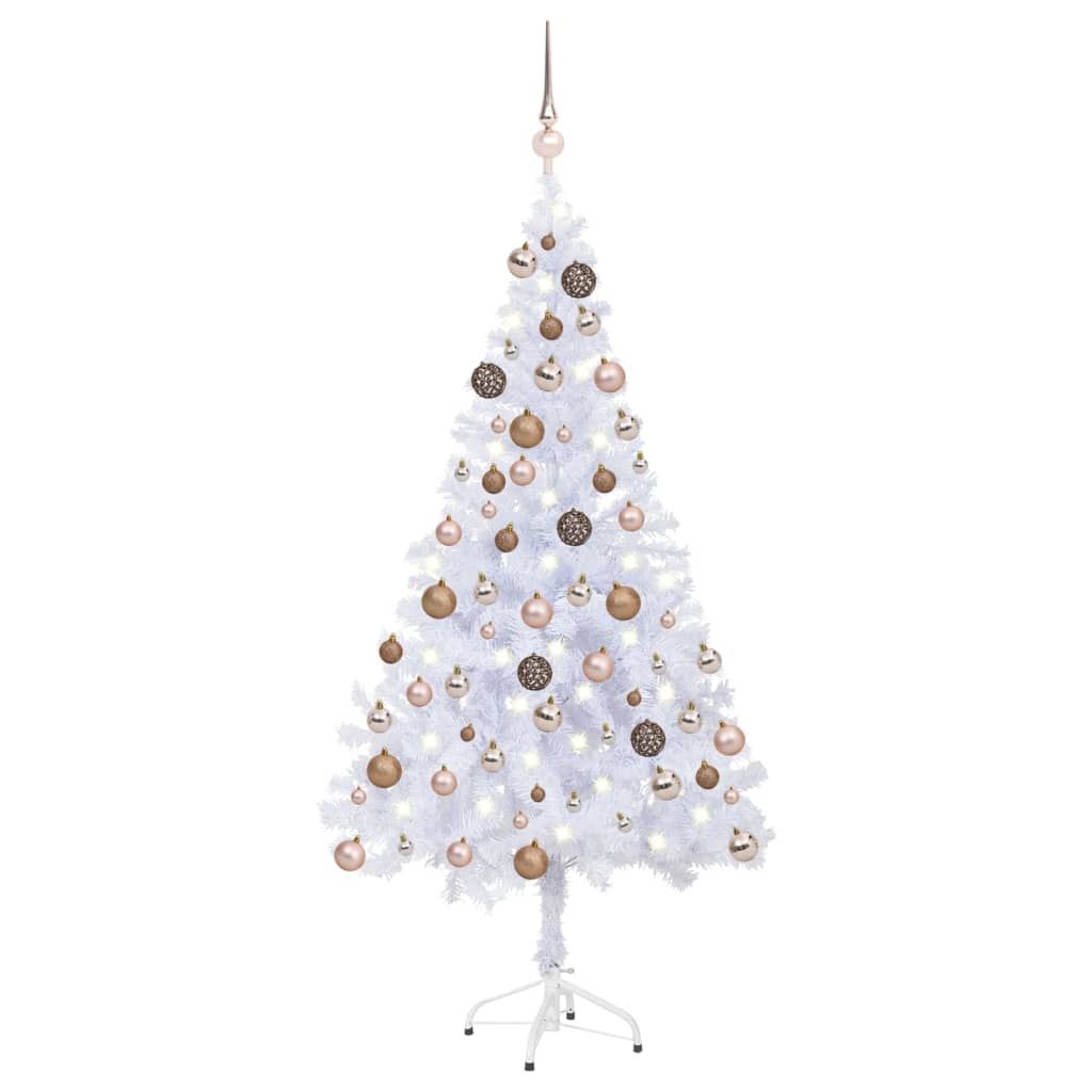 Künstlicher Weihnachtsbaum mit LEDs & Kugeln 150 cm 380 Zweige kaufen