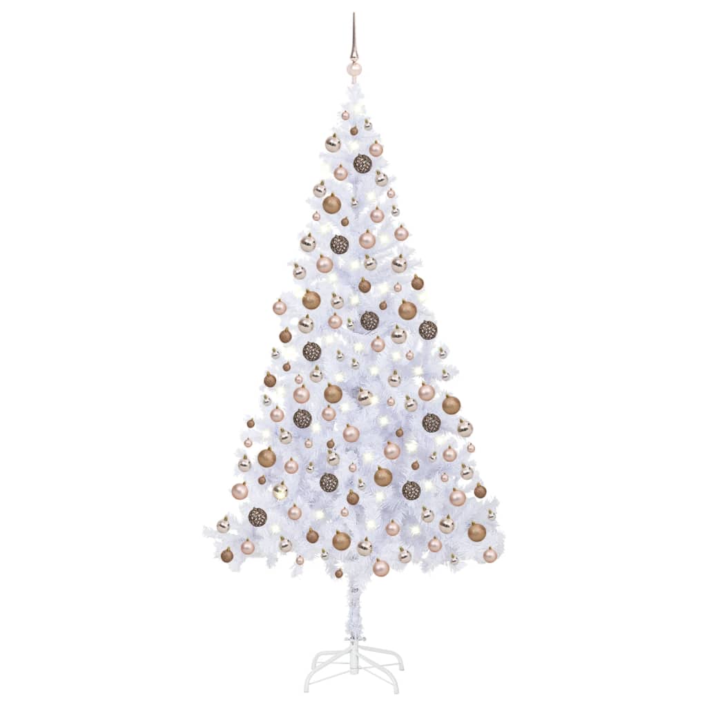 Umjetno osvijetljeno božićno drvce s kuglicama 210 cm 910 grana Božićna drvca Naručite namještaj na deko.hr