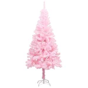 Umělý vánoční stromek s LED a sadou koulí růžový 120 cm PVC - obrázek 2
