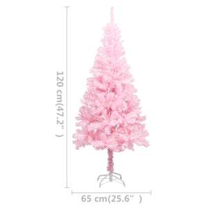 Umělý vánoční stromek s LED a sadou koulí růžový 120 cm PVC - obrázek 13