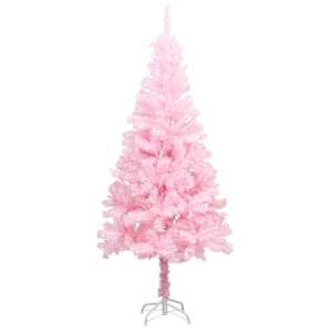 Umělý vánoční stromek s LED a sadou koulí růžový 180 cm PVC - obrázek 2