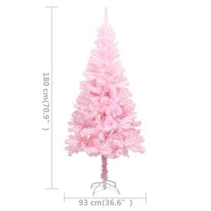 Umělý vánoční stromek s LED a sadou koulí růžový 180 cm PVC - obrázek 12