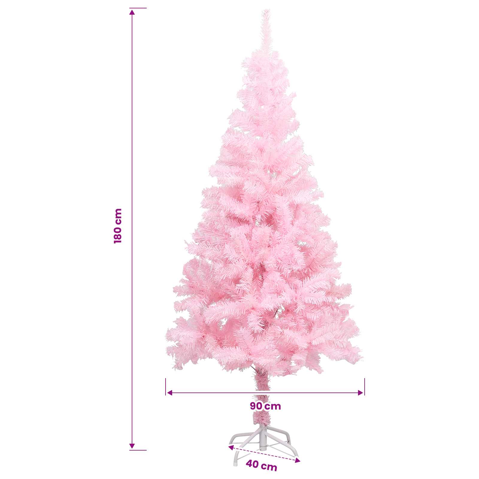 vidaXL Künstlicher Weihnachtsbaum mit Beleuchtung & Kugeln Rosa 180cm – Bild 13
